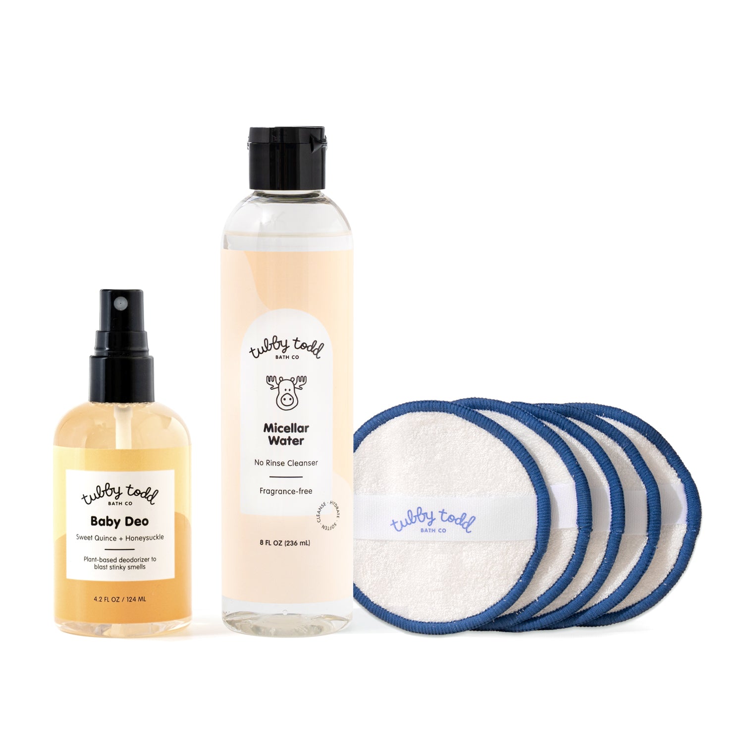 Fragrance-free Micellar Water with Baby Deo and reusable cloths 5pk